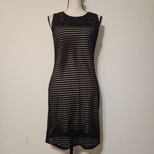 Vintage 90s Jasmine Sportswear Black Sheer Swim Dress Coverup Mesh Bodycon